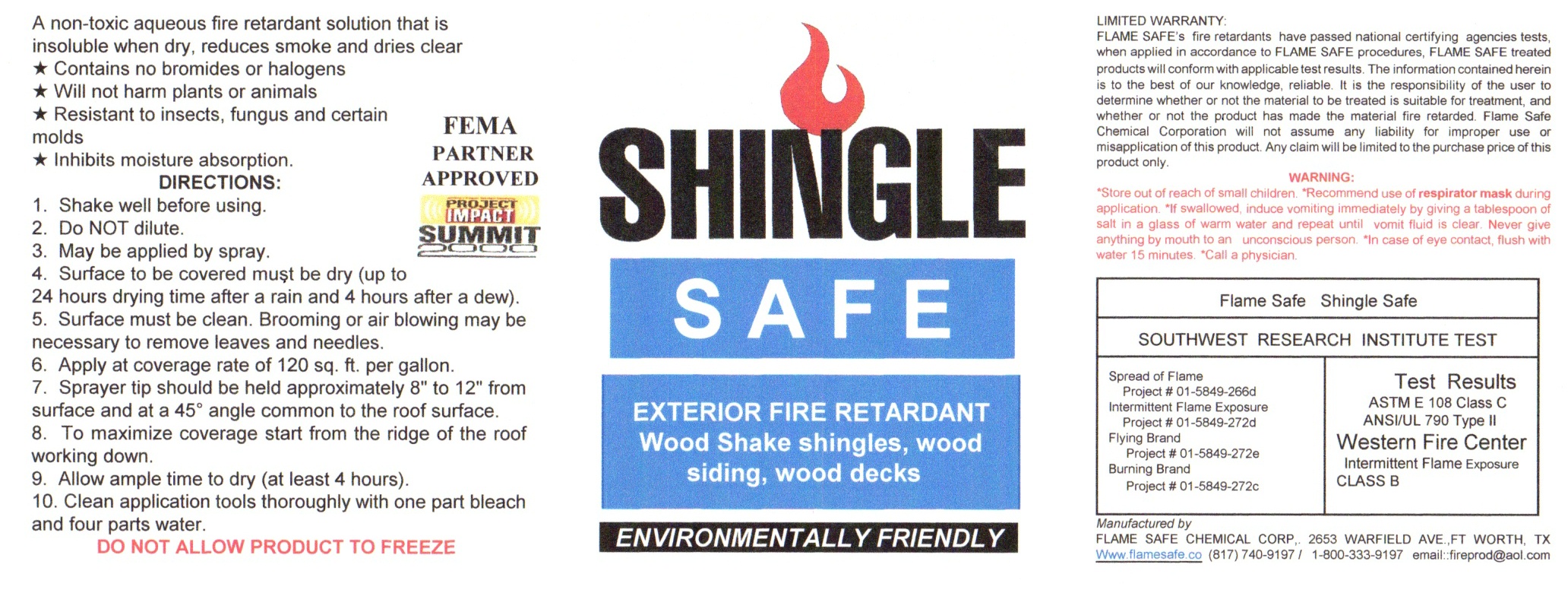 Shingle Safe fire retardant label